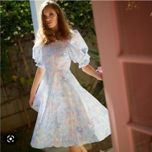 SELKIE money midi puff tea dress pastel sunroom